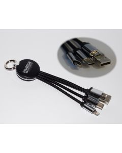 Micro Ladekabel mit Micro-USB, Lightning- und USB-C Anschluss